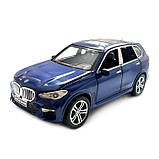 Машинка металева BMW X5 БМВ 1:32 синя світло звук інерція відкр двері багажник капот 16*7*5,5см (36299), фото 2