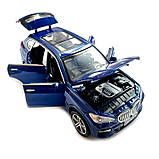 Машинка металева BMW X5 БМВ 1:32 синя світло звук інерція відкр двері багажник капот 16*7*5,5см (36299), фото 4