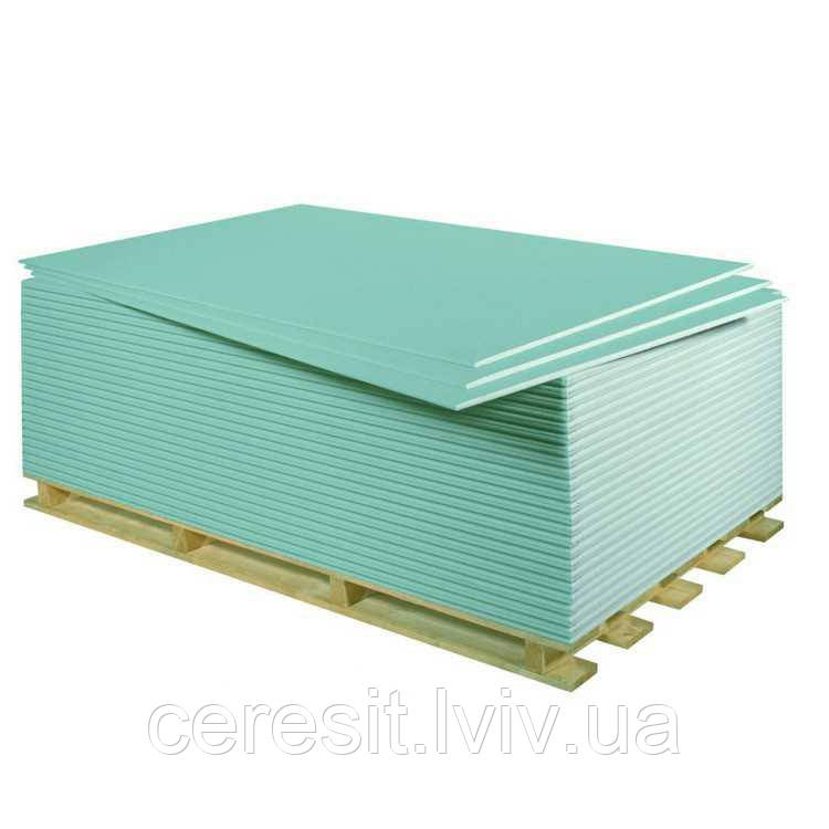 Гіпсокартон вологостійкий Knauf  1.2*2.5 товщина 9.5мм