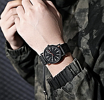 Годинник наручний Relogios Mas унісекс кварцовий чорні класичні з тканинним ремінцем для чоловіків жінок Br BAR