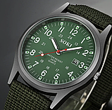 Чоловічий наручний годинник армійський Relogios Mas водонепроникний кварцовий з тканинним ремінцем і календарем Br BAR, фото 3