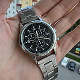 Чоловічий наручний годинник Relogio Ms кварцовий класичний статусний з металевим браслетом для хлопців Br BAR, фото 3