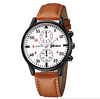 Чоловічий годинник наручний Luxury Mens класичний солідний кварцовий круглий на еко-шкіряному ремінці для чоловіків Br BAR