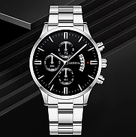 Годинники наручні для чоловіків GENEVA Mens, годинник круглий кварцовий модний солідний на сталевому Br BAR