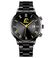 Чоловічий наручний годинник DIJANES Mens класичний кварцовий діловий на металевому ремінці з календарем Br BAR