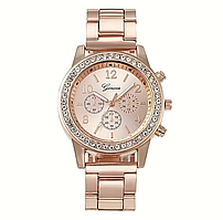 Жіночий наручний годинник Geneva Runer кварцові класичні брендові зі сталевим браслетом рожеве золото Br BAR