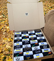 Мега комплект чоловічих шкарпеток високих демісезонних з патріотичним принтом 41-45 36 шт у подарунковій коробці Br BAR