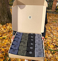 Мега набір шкарпеток чоловічих високих зимових теплих патріотичних 24 пари 41-45 у подарунковій коробці для хлопця Br BAR