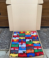 Мега набір шкарпеток чоловічих довгих кольорових демісезонних з крутими супергероями Marvel 40-45 36 пар у подарунок Br BAR