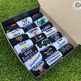 КПодарунковий бокс шкарпеток чоловічих довгих бавовняних весна осінь із патріотичним принтом 41-45 21 шт для хлопця Br BAR, фото 4