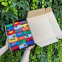 Набір шкарпеток чоловічих високих кольорових демісезонних із супергероями Марвел 40-45 21 пара в подарунковій коробці Br BAR