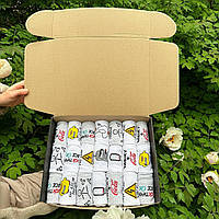 Подарунковий набір шкарпеток чоловічих високих бавовняних весна осінь із класним дизайном 41-45 21 пара для хлопця Br BAR