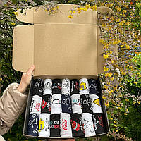 Оригінальний бокс шкарпеток чоловічих високих бавовняних демісезонних з приколом 41-45 21 пара для чоловіків подарунок Br BAR