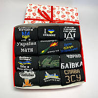 Бокс шкарпеток чоловічих високих демісезонних крутих з патріотичним акцентом 12 пар 41-45 в подарунковій Br BAR