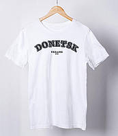 Футболка чоловіча біла пряма вільна молодіжна патріотична Donetsk Ukraine 1779 для повсякденного носіння Br BAR