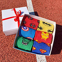 Подарунковий бокс шкарпеток чоловічих довгих креативних демісезонних з яскравими супергероями Marvel 40-45 Br BAR