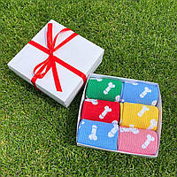 Подарунковий бокс шкарпеток чоловічих високих бавовняних барвистих весна-осінь із приколом 40-45 6 пар для хлопця Br BAR