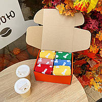 Подарунковий бокс шкарпеток чоловічих довгих яскравих демісезонних з приколом 40-45 12 пар на оригінальний подарунок Br BAR