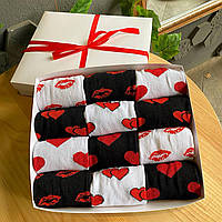 Святковий бокс шкарпеток хлопцям на 12 пар 40-45 р чорні та білі молодіжні, довгі, трикотажні, оригінальні Br BAR