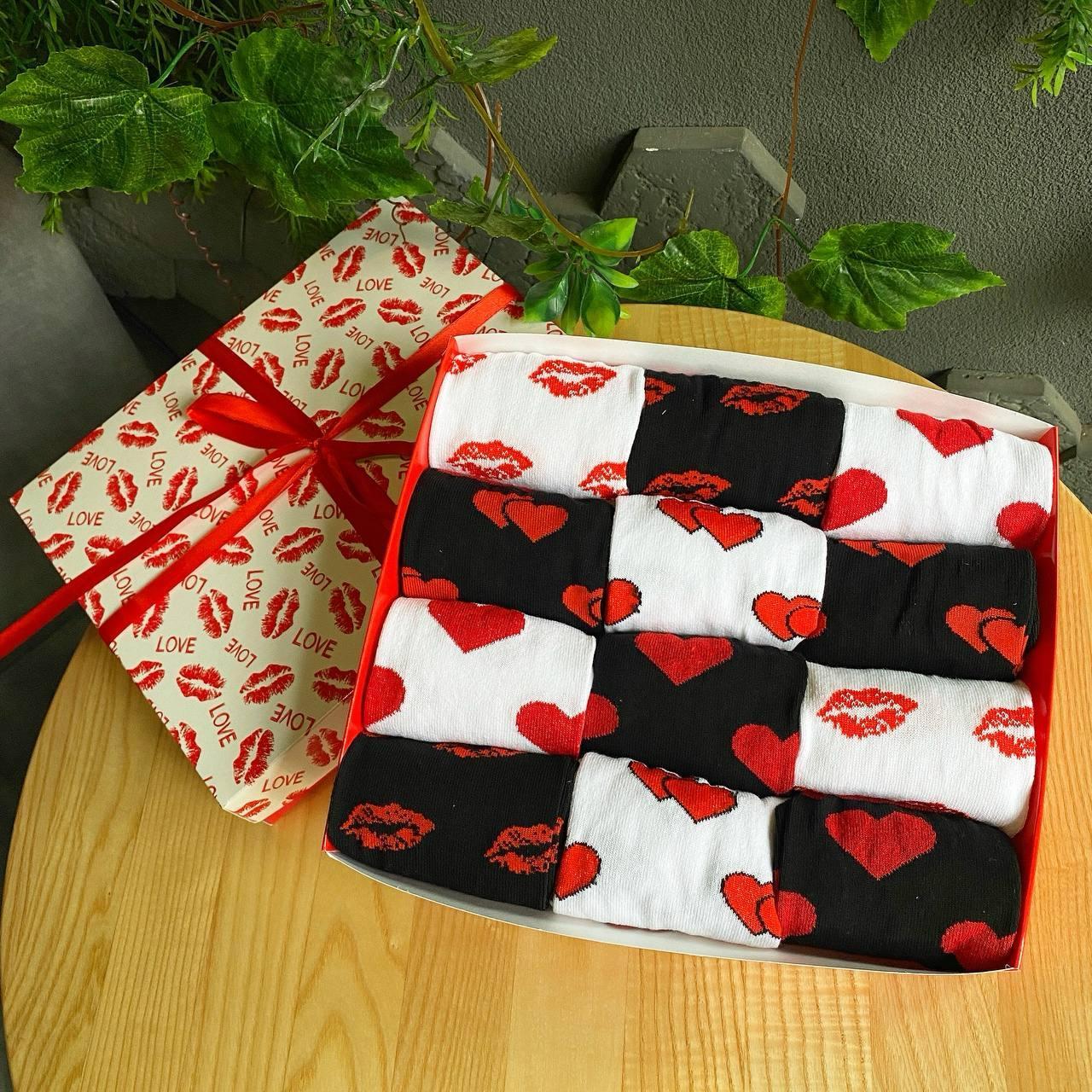 Оригінальний набір шкарпеток чоловікам на 12 пар 40-45 р модні із серцями якісні та довгі, повсякденні Br BAR, фото 1