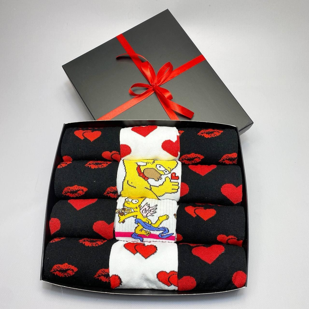 Подарунок коханому чоловікові бокс із шкарпетками 12 пар у коробці 41-45 р чорно-білий Br BAR, фото 1