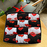 Оригінальний бокс шкарпеток хлопцям на 12 пар 40-45 р чорно-білі та бавовняні з малюнком для закоханих Br BAR, фото 9