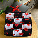 Оригінальний бокс шкарпеток хлопцям на 12 пар 40-45 р чорно-білі та бавовняні з малюнком для закоханих Br BAR, фото 7