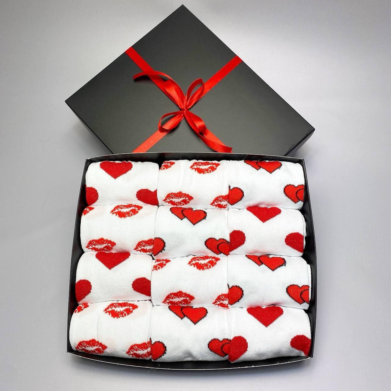Подарунок на день закоханих для хлопця бокс шкарпеток із сердечками на 12 пар 40-45р у подарунковій коробці Br BAR, фото 1
