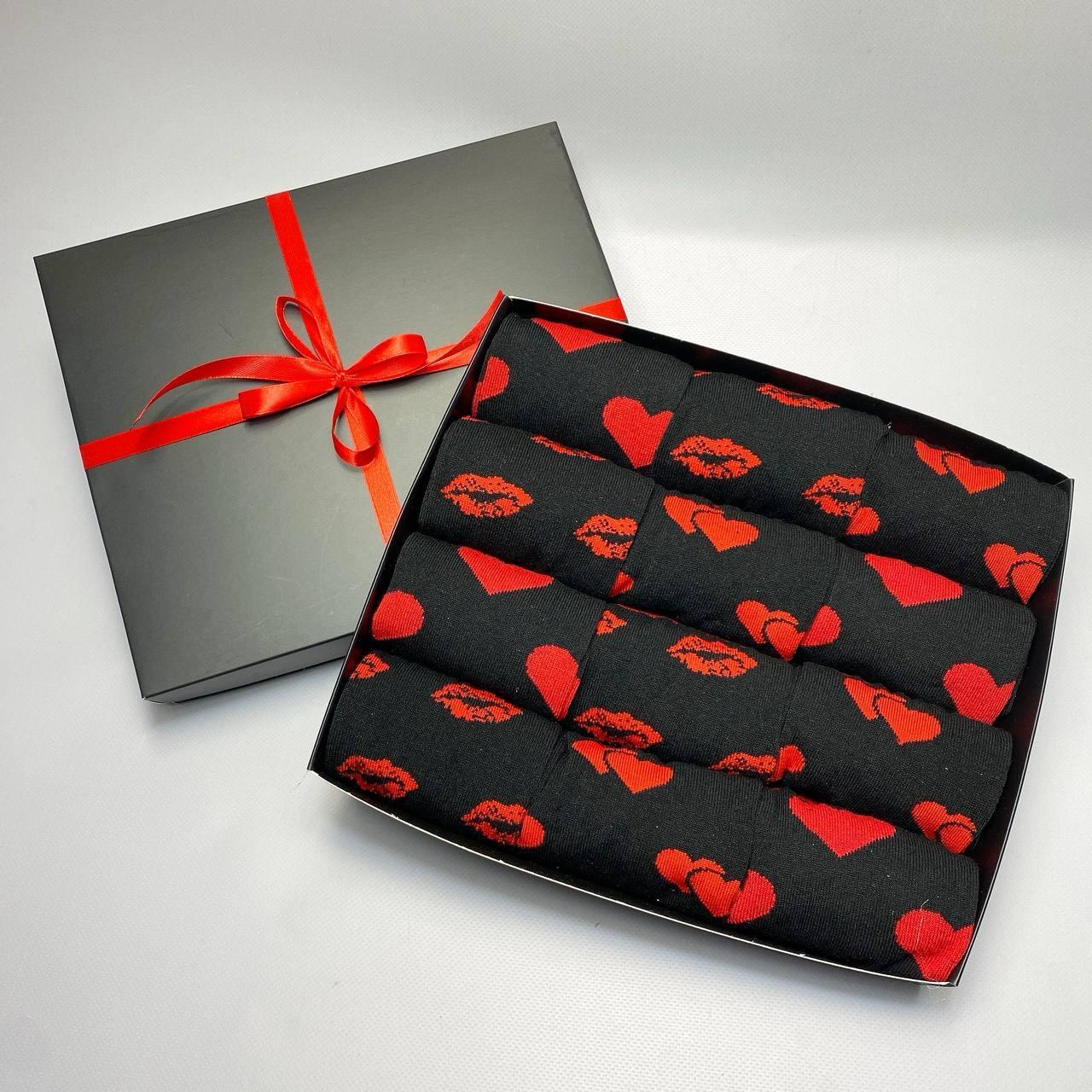 Подарунок на день закоханих для дівчини бокс шкарпеток із серцем на 12 пар 36-41р у подарунковій коробці Br BAR, фото 1