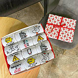 Бокс шкарпеток чоловічих високих практичних білих весна-осінь із класним принтом 40-45 12 шт для чоловіків Br BAR, фото 2