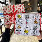 Бокс шкарпеток чоловічих високих практичних білих весна-осінь із класним принтом 40-45 12 шт для чоловіків Br BAR, фото 5