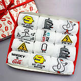 Бокс шкарпеток чоловічих високих практичних білих весна-осінь із класним принтом 40-45 12 шт для чоловіків Br BAR, фото 6