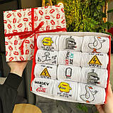 Бокс шкарпеток чоловічих високих практичних білих весна-осінь із класним принтом 40-45 12 шт для чоловіків Br BAR, фото 9