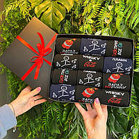 Подарунковий чоловічий бокс шкарпеток на 12 пар 40-45 р яскраві з принтом демісезонні весна-осінь Br BAR