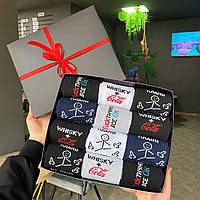 Подарунковий набір шкарпеток чоловічих довгих бавовняних демісезонних з веселим дизайном 40-45 12 пар для чоловіків Br BAR