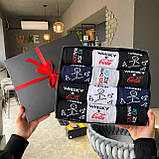 Чоловічі шкарпетки в чорній коробці 12 пар 40-45р із прикольними написами оригінальний подарунок чоловікові Br BAR, фото 3