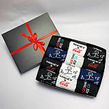 Чоловічі шкарпетки в чорній коробці 12 пар 40-45р із прикольними написами оригінальний подарунок чоловікові Br BAR, фото 4