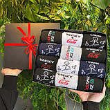 Чоловічі шкарпетки в чорній коробці 12 пар 40-45р із прикольними написами оригінальний подарунок чоловікові Br BAR, фото 2