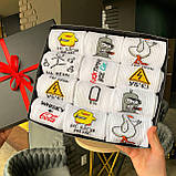 Чоловічі шкарпетки круті високі весна-осінь із приколом на оригінальний подарунок парню 12 пар 40-45р білі Br BAR, фото 3