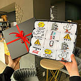 Чоловічі шкарпетки круті високі весна-осінь із приколом на оригінальний подарунок парню 12 пар 40-45р білі Br BAR, фото 2