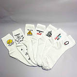 Чоловічі шкарпетки круті високі весна-осінь із приколом на оригінальний подарунок парню 12 пар 40-45р білі Br BAR, фото 4