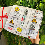 Чоловічі шкарпетки круті високі весна-осінь із приколом на оригінальний подарунок парню 12 пар 40-45р білі Br BAR, фото 3