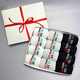 Бокс шкарпеток чоловічих довгих бавовняних смішних із класними малюнками та написами 40-45 12 пар у коробці Br BAR, фото 5