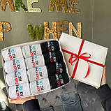 Бокс шкарпеток чоловічих довгих бавовняних смішних із класними малюнками та написами 40-45 12 пар у коробці Br BAR, фото 6