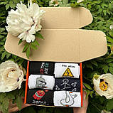 Комплект шкарпеток чоловічих довгих демісезонних з яскравими оригінальними малюнками написами 40-45 12 пар Br BAR, фото 3