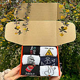 Комплект шкарпеток чоловічих довгих демісезонних з яскравими оригінальними малюнками написами 40-45 12 пар Br BAR, фото 2