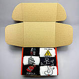 Комплект шкарпеток чоловічих довгих демісезонних з яскравими оригінальними малюнками написами 40-45 12 пар Br BAR, фото 5