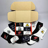 Комплект шкарпеток чоловічих довгих демісезонних з яскравими оригінальними малюнками написами 40-45 12 пар Br BAR, фото 6