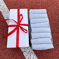 Набір шкарпеток чоловічих коротких літніх базових однотонних сірих якісних 41-45 на 8 пар у подарунковій Br BAR