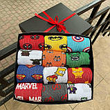 Комплект шкарпеток чоловічих високих демісезонних з яскравими барвистими малюнками героїв Marvel 40-45 12 Br BAR, фото 2